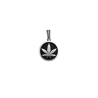 Antique Finish Cannabis Leaf Medallion Pendant (Silver)