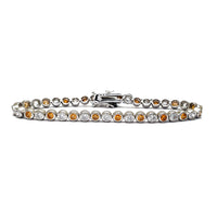 Zirconia Round Bezel White & Yellow Tennis Bracelet (Silver)