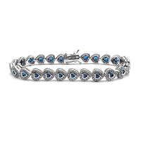 Zirconia Blue Heart Bracelet (Silver)