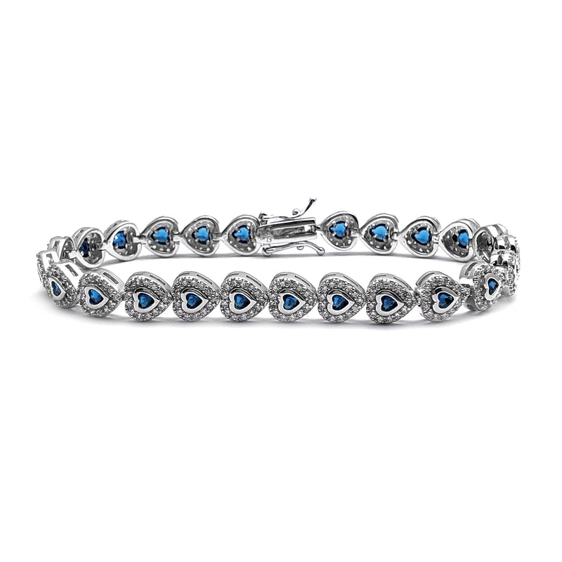 Zirconia Blue Heart Bracelet (Silver)