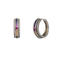 Zirconia Multicolor Hoop Earrings (Silver)