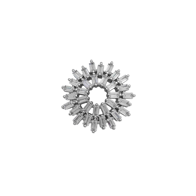 Zirconia Baguette Blossom Cluster Pendant (Silver)