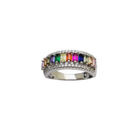 Zirconia Multicolor Baguette Channel Setting Ring (Silver)