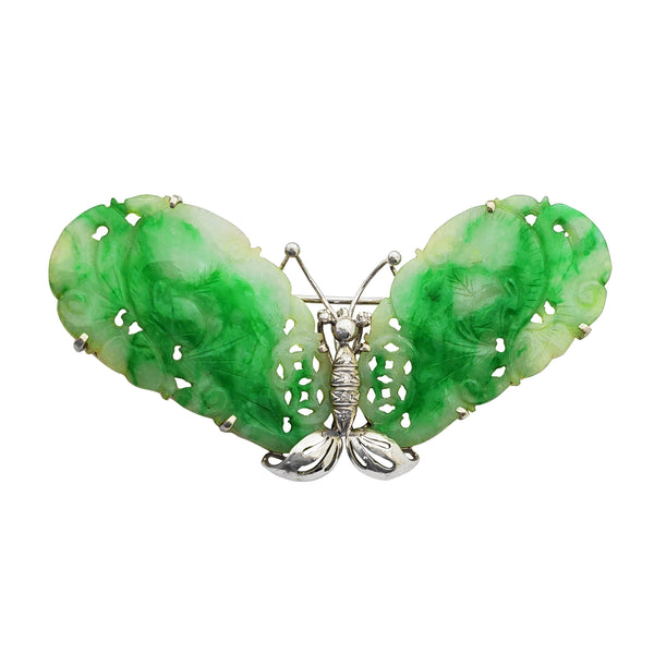 Jade Butterfly Brooch/Pin (14K)