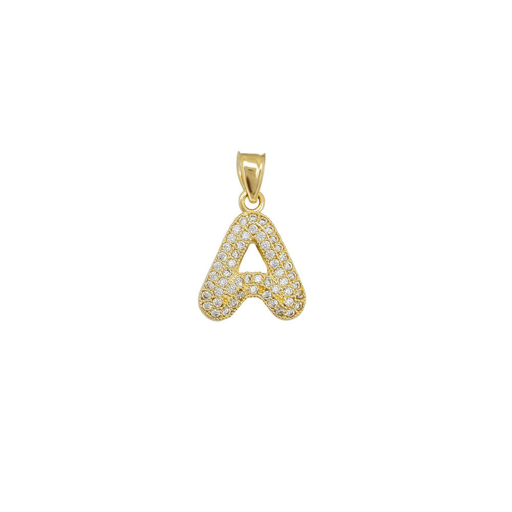 Zirconia Milgrain Initial Letter Pendant (14K)