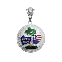 Pendant Gwlad Medaliwn Enamel "Puerto Rico" (Arian)