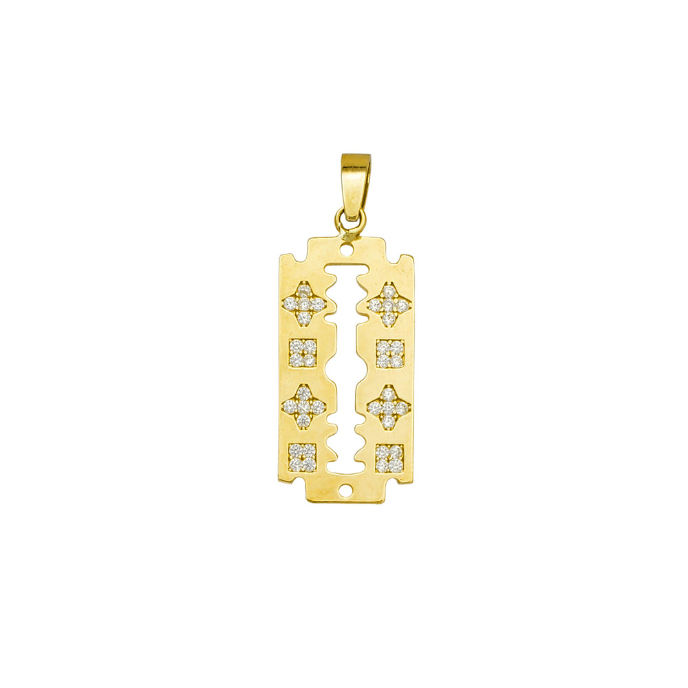 Zirconia Razor Blade Pendant (14K)