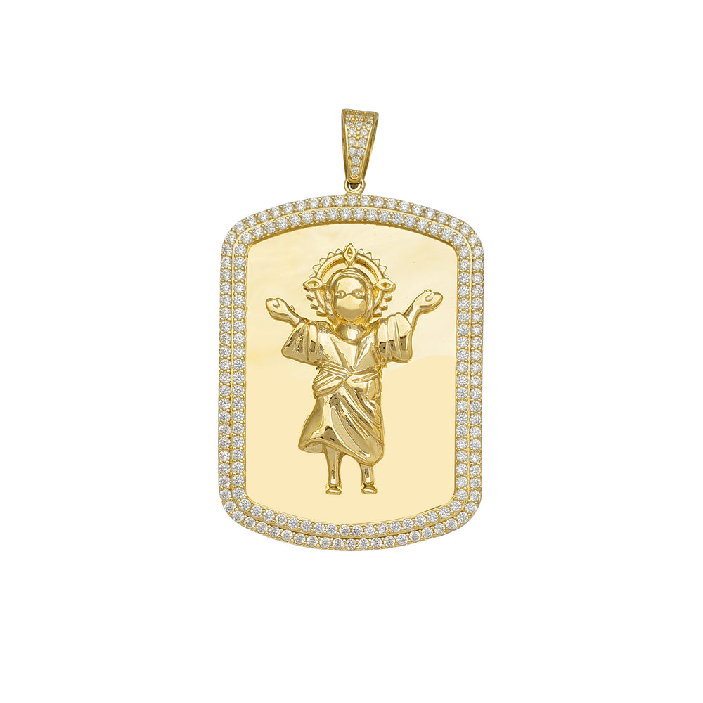 Zirconia Divine Child Dog-Tag Pendant (14K)