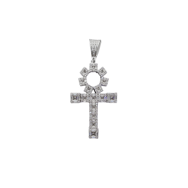 Zirconia Baguette Ankh Pendant (Silver)