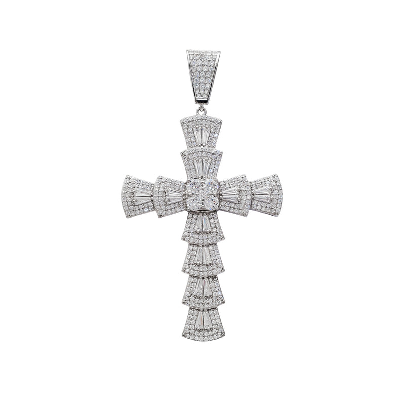 Zirconia Baguette Cross Pendant (Silver)