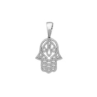 Zirconia Outlined Hamsa Hand Pendant (Silver)