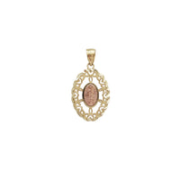Heart Framed Textured Oval Virgin Mary Pendant (14K)