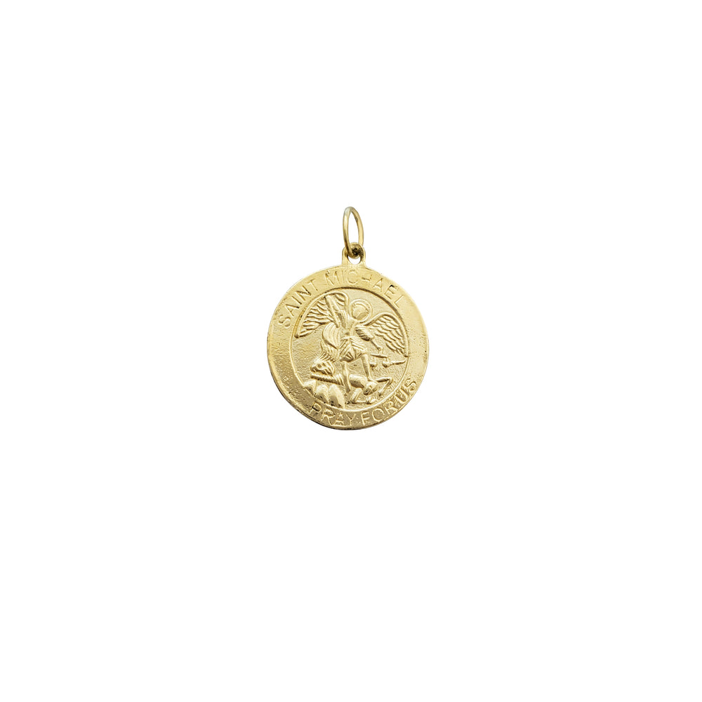 Saint Michael Pray for Us Medallion Pendant (14K)