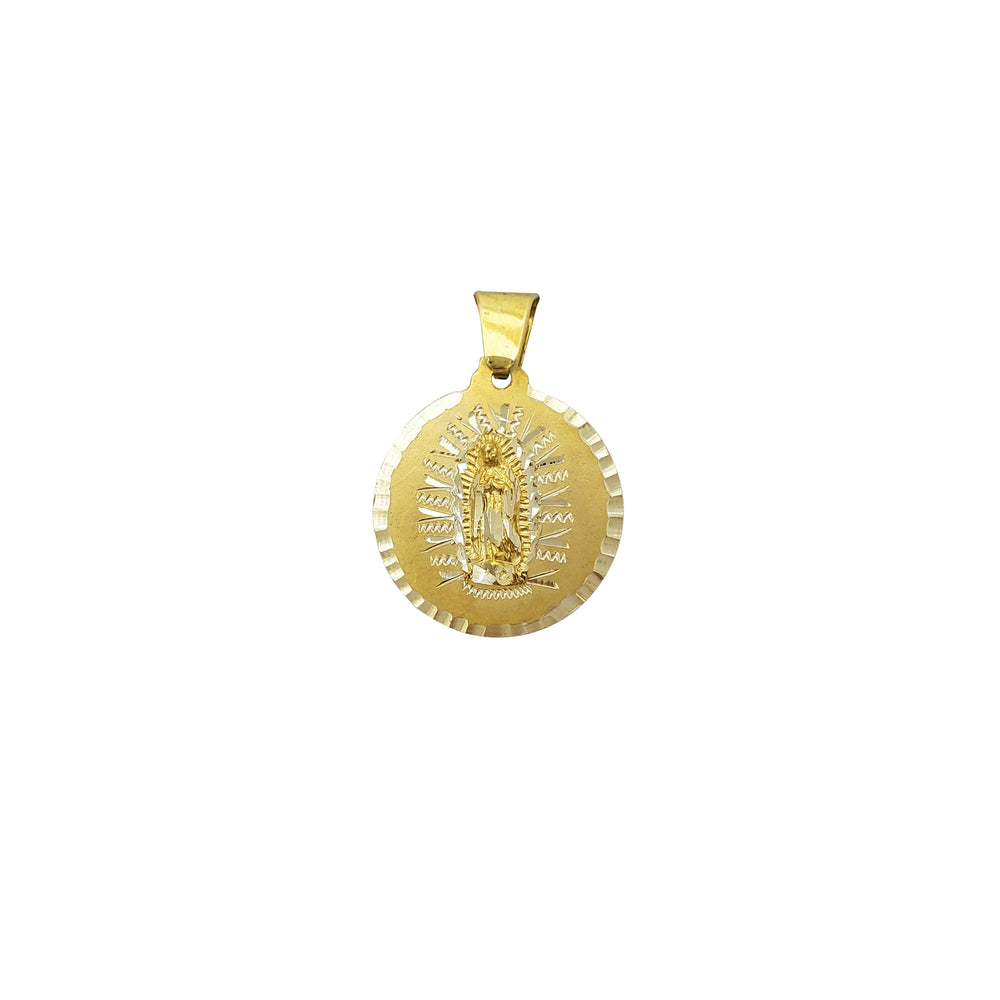 Diamond-cuts Virgin Mary Medallion Pendant (14K)