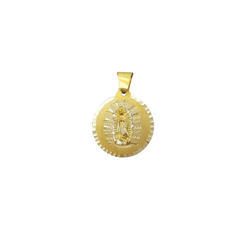 Diamond-cuts Virgin Mary Medallion Pendant (14K)