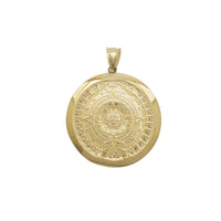 Aztec Sun Calendar Pendant w/ Smooth Border (14K)