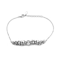 Zirconia Cluster Teardrop & Baguettes Lady Bracelet (Silver)