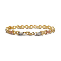 Zirconia Tricolor "X & Heart" Fancy Bracelet (14K)