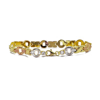 Zirconia Tricolor "XO" Fancy Bracelet (14K)