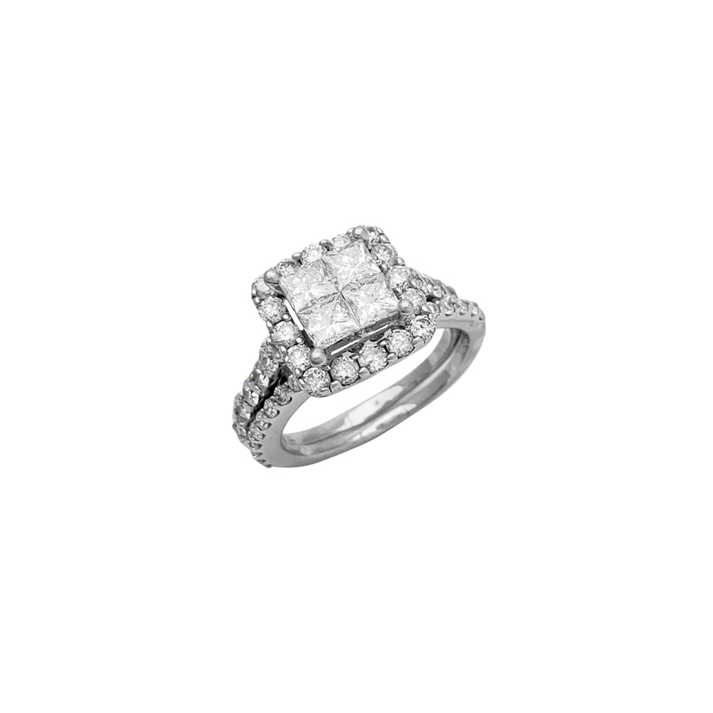 Diamond Princess-cut & Round Engagement Ring (14K)