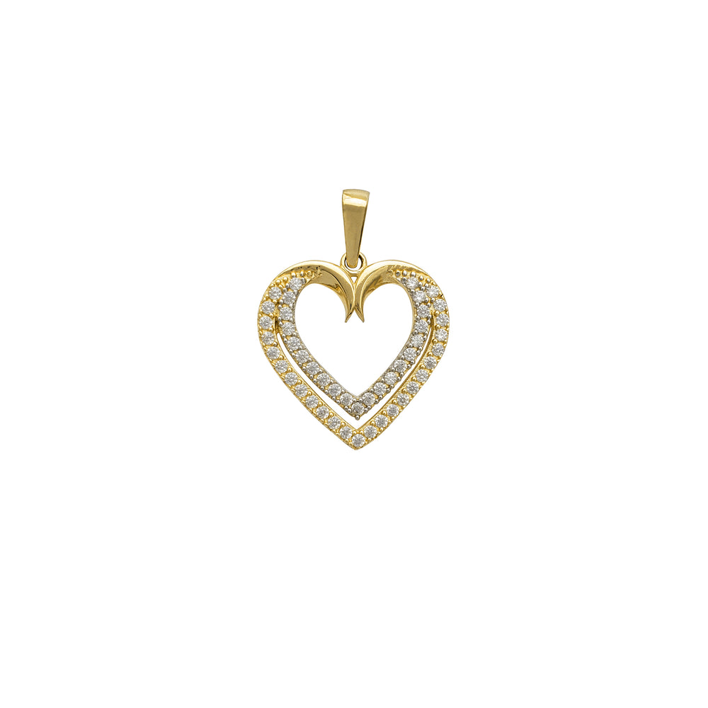Zirconia Double Heart Pendant (14K)