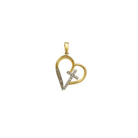 Zirconia Heart & Cross Pendant (14K)