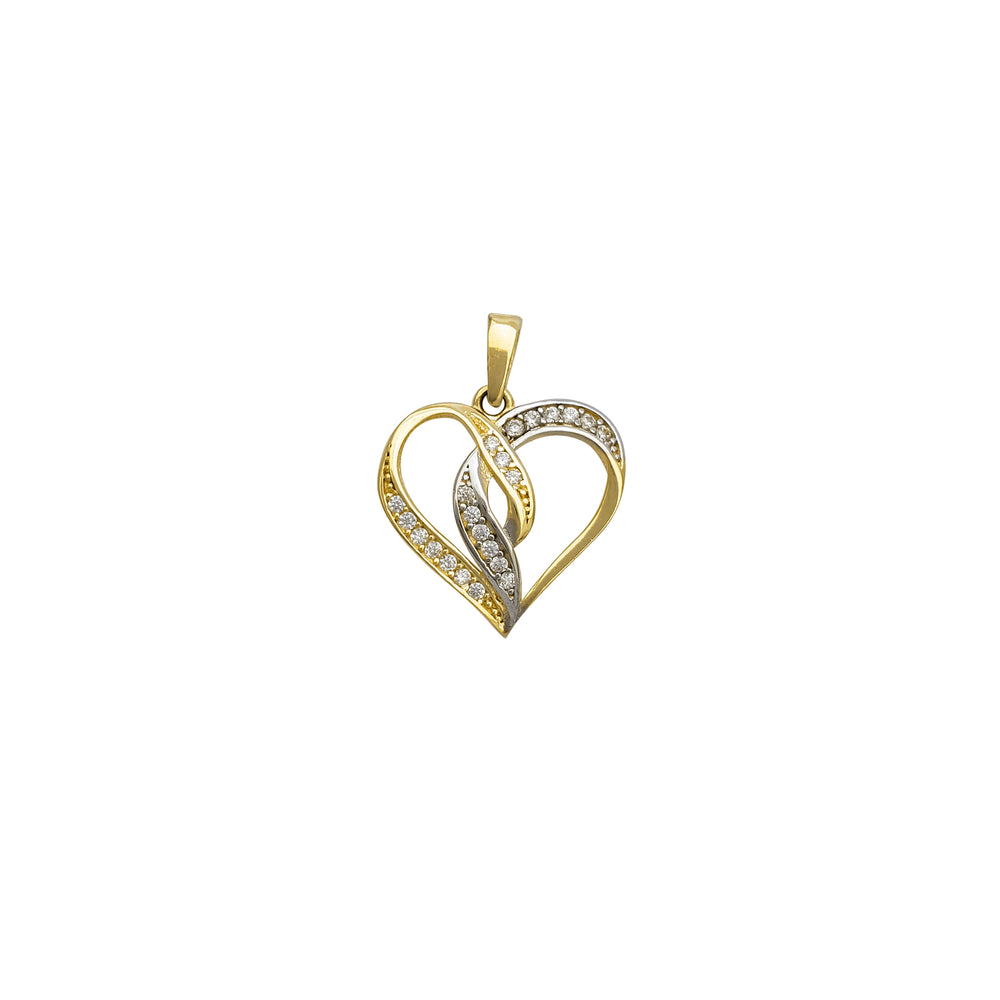 Zirconia Two-Tone Heart Pendant (14K)