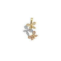 Zirconia Tricolor Dragonfly Pendant (14K)