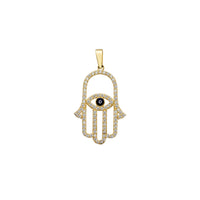 Zirconia Evil Eye Hamsa Hand Pendant (14K)