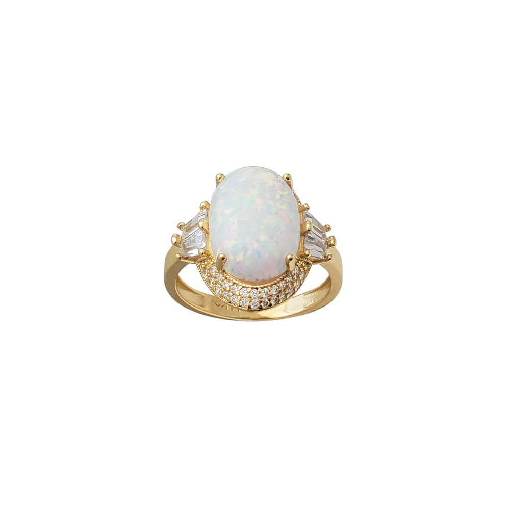 Zirconia Opal Oval Ring (14K)