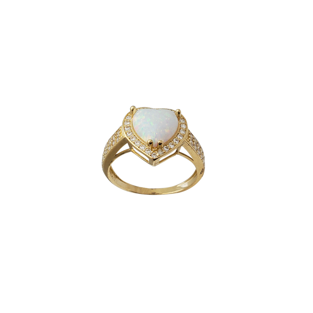 Zirconia Opal Heart Ring (14K)