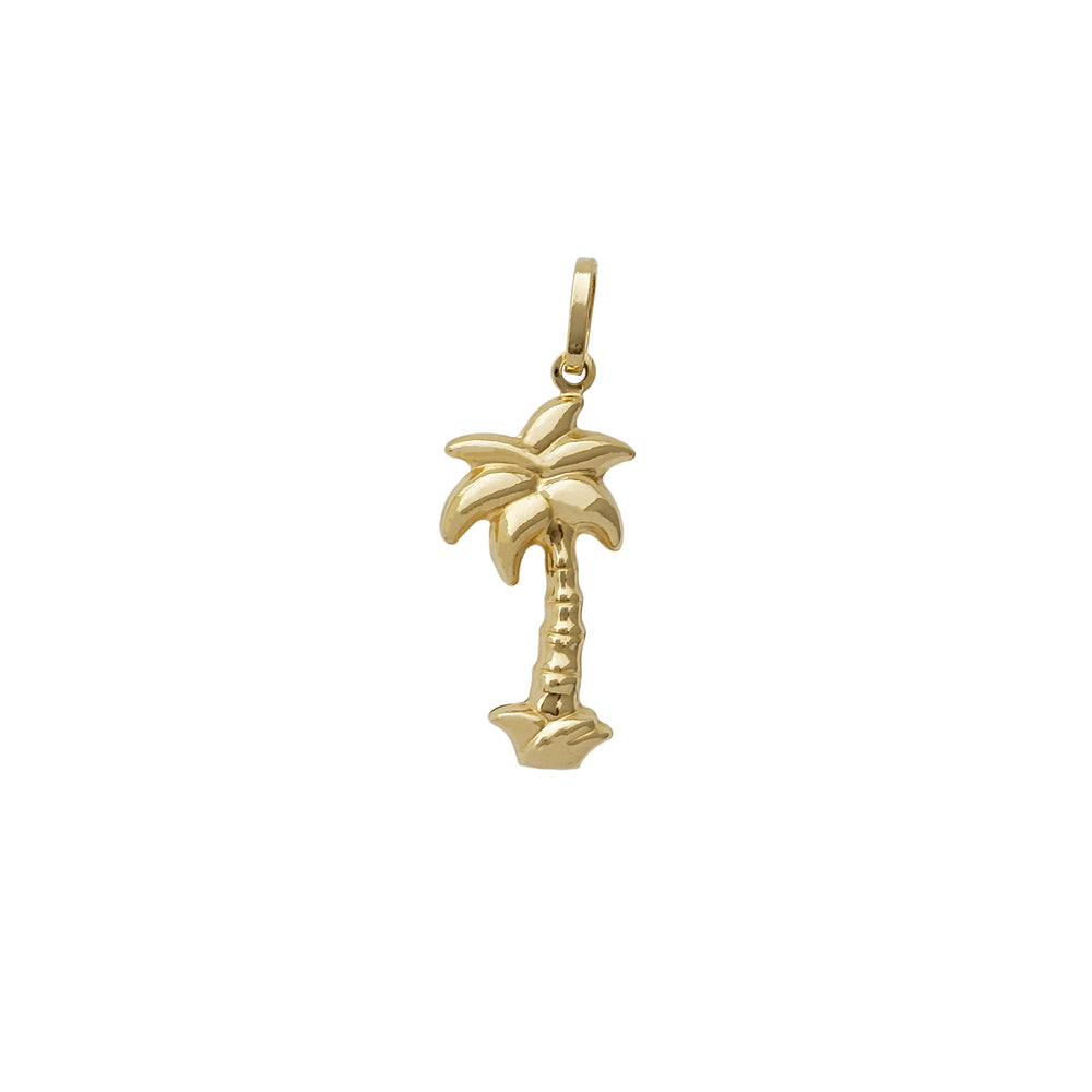 Lightweight Puffy Palm Tree Pendant (14K)
