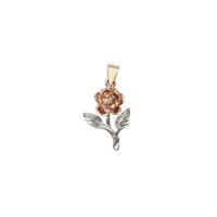 Tricolor Long Stem Rose Flower Pendant (14K)