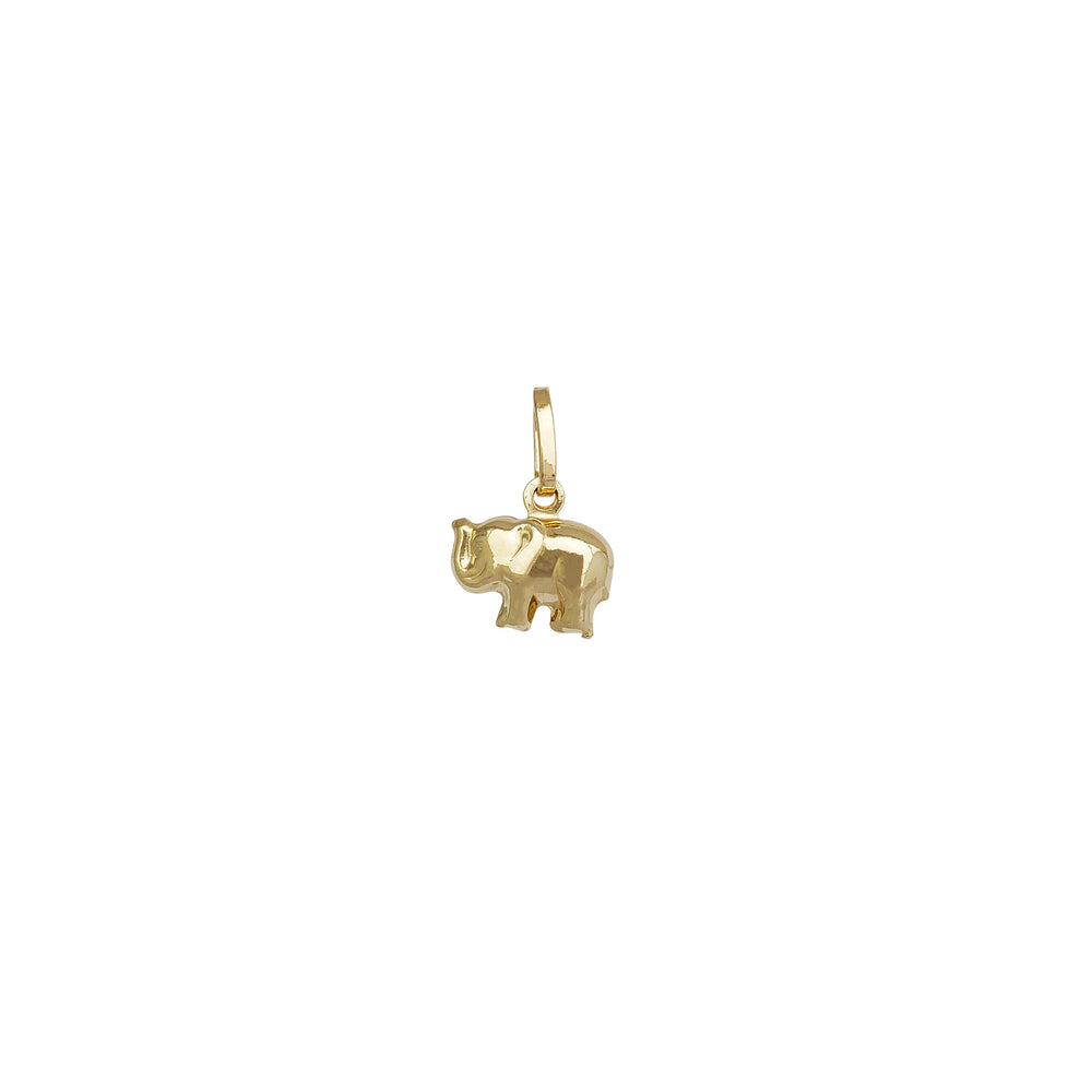 Lightweight Puffy Elephant Pendant (14K)