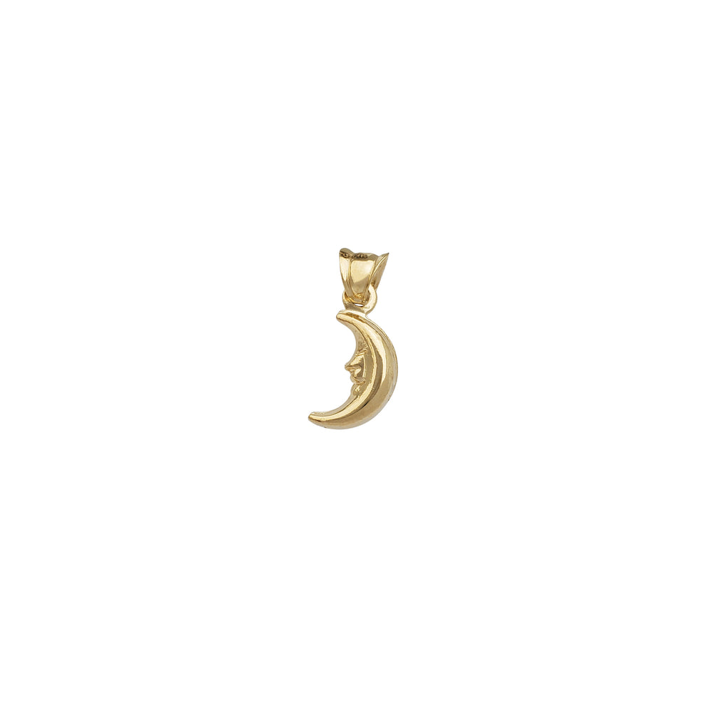 Half Crescent Moon Face Pendant (14K)