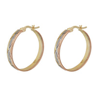 Tricolor Rhombus Patterns Hoop Earrings (14K)