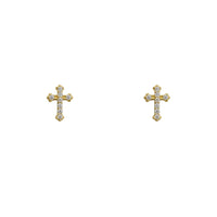 Zirconia Cross Stud Earrings (14K)