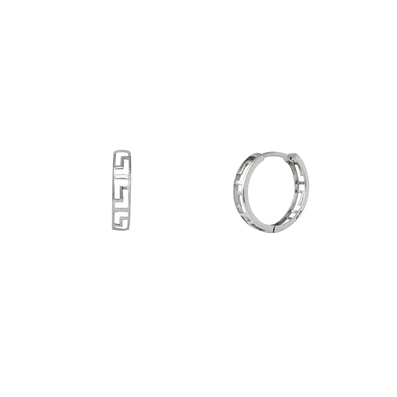 Outline Greek-Key Huggie Earrings (14K)