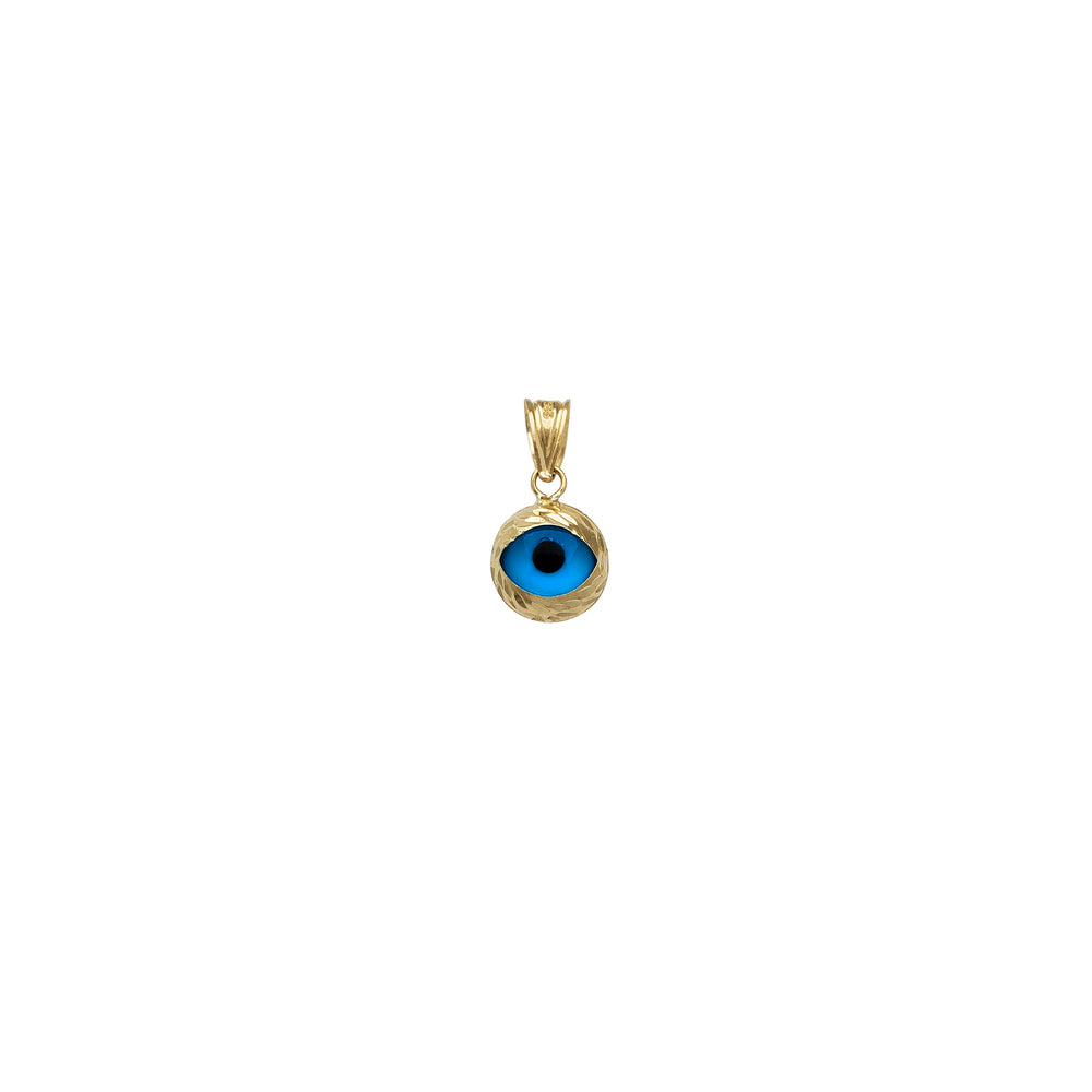 Diamond-cuts Blue Evil Eye Pendant (14K)