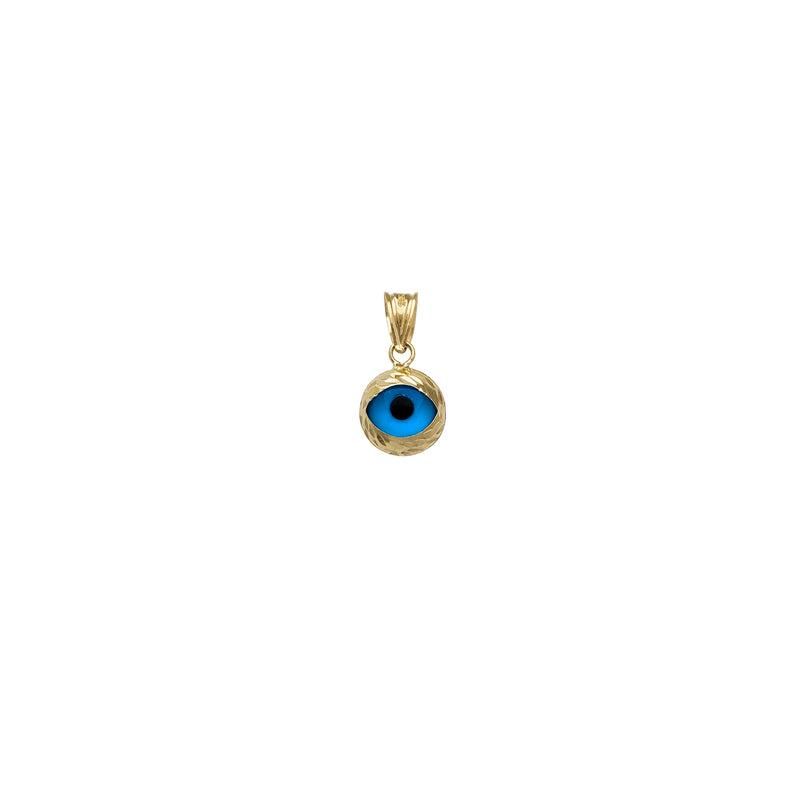 Diamond-cuts Blue Evil Eye Pendant (14K)