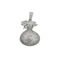Colgante de bolsa de diñeiro con medallón de circonio (prata)
