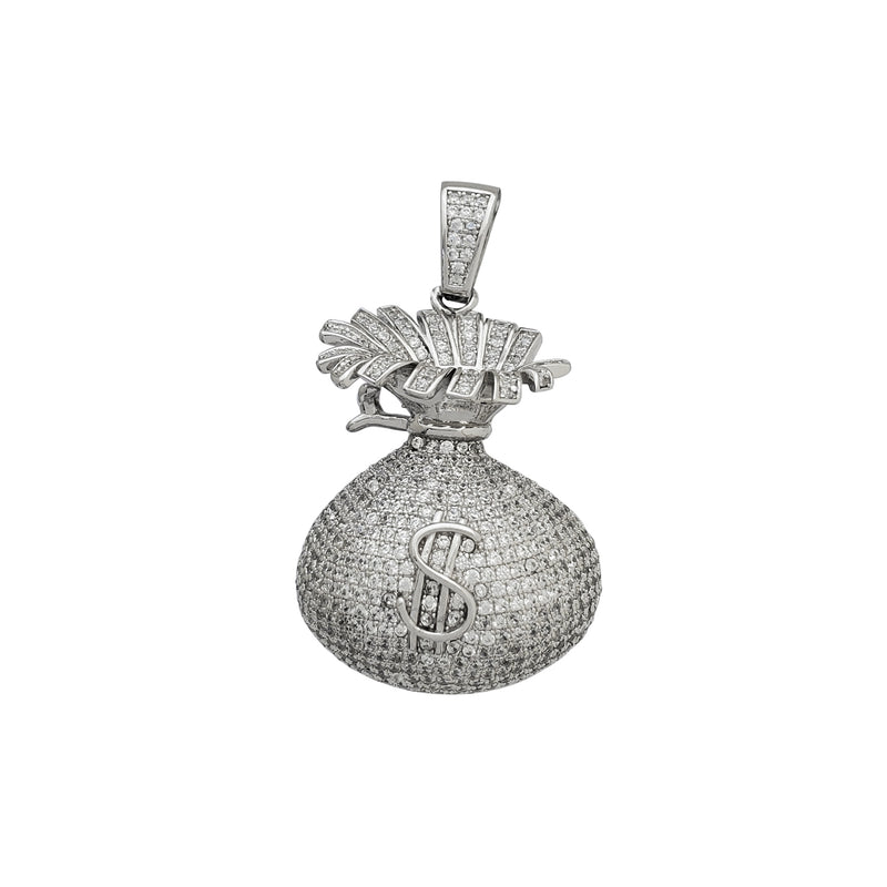 Zirconia Locket Money Bag Pendant (Silver)