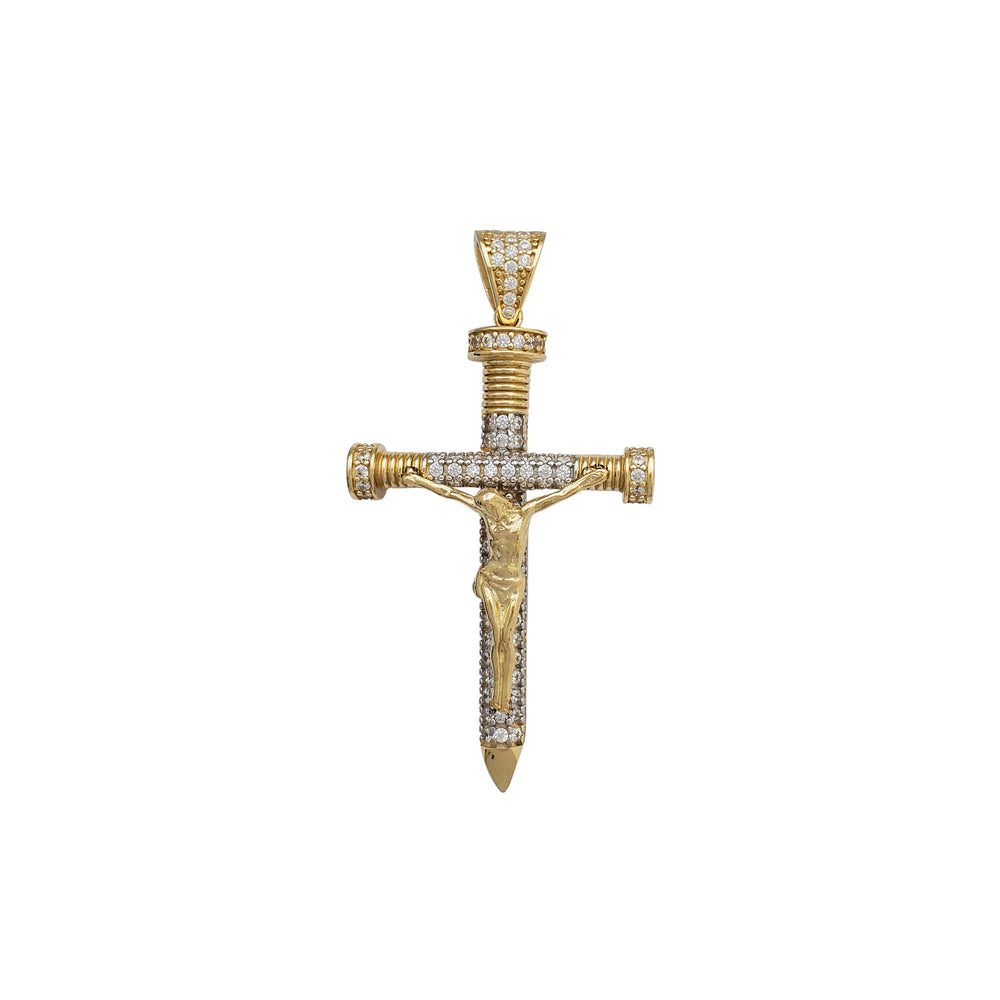Zirconia Clove Crucifix Pendant (14K)
