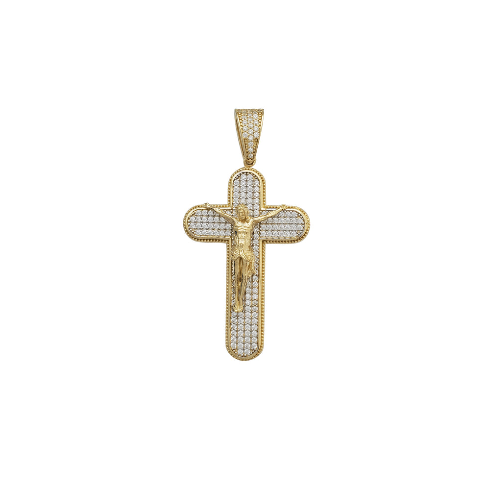 Zirconia Edge Crucifix Pendant (14K)