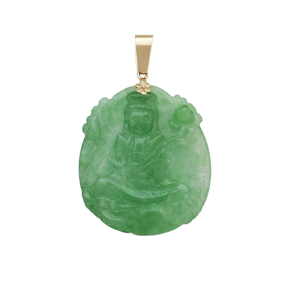 Guanyin Buddha Jade Pendant (14K)