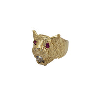 Zirconia Red-Eyes Lion Head Ring (14K)