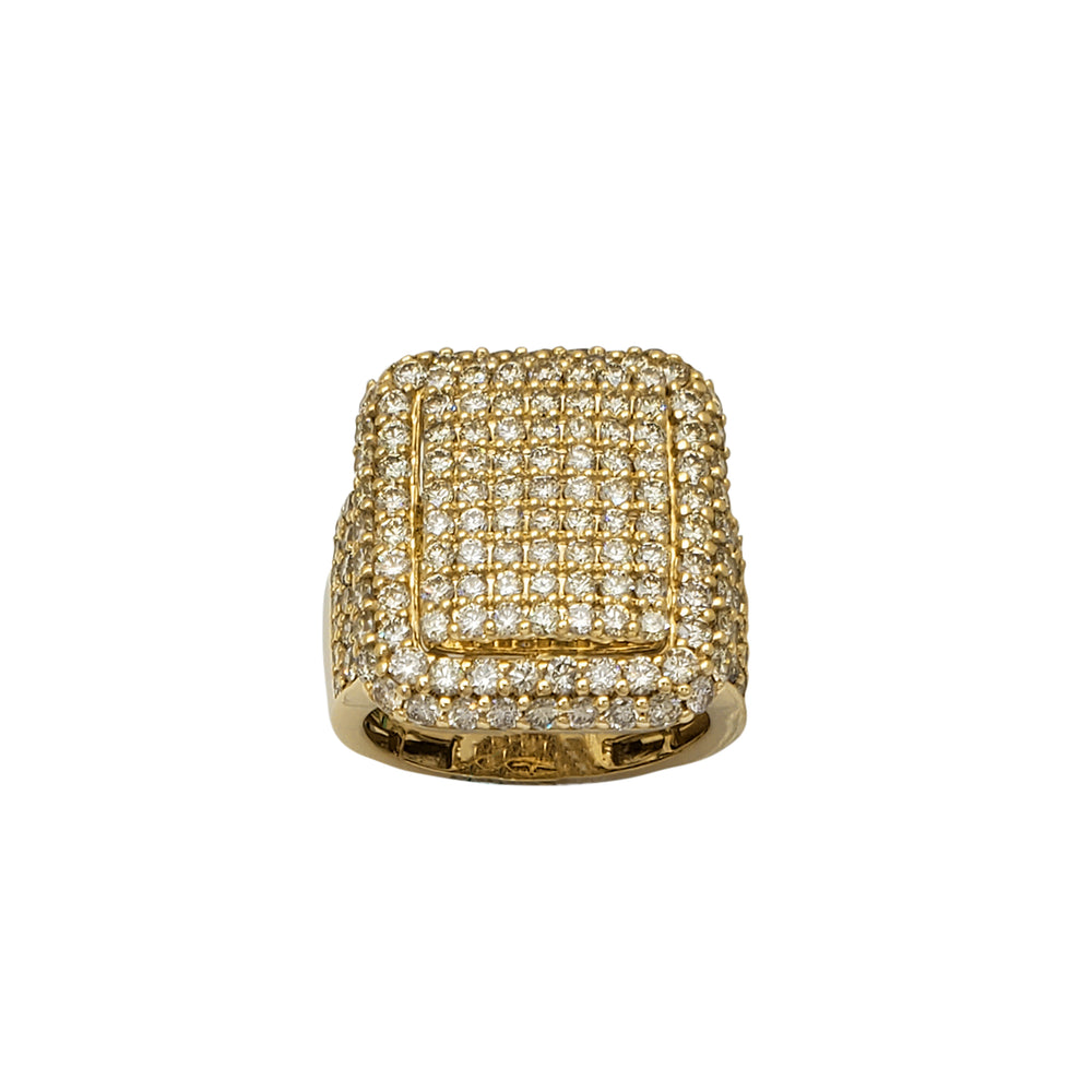 Diamond Puffed Square Men's Ring (14K)