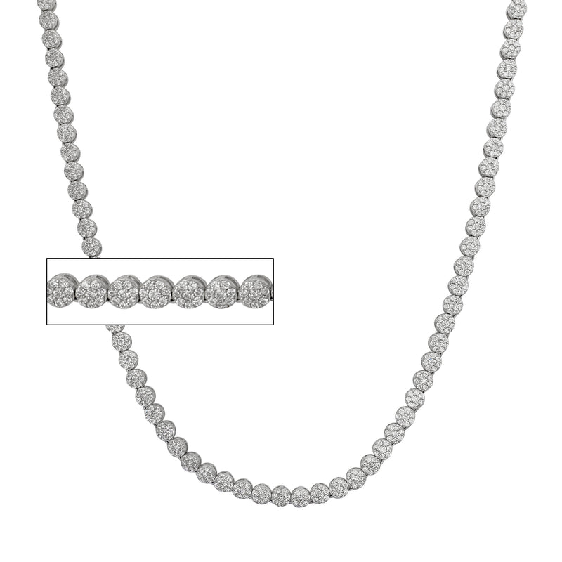Zirconia Tennis Round Honeycomb Necklace (Silver)