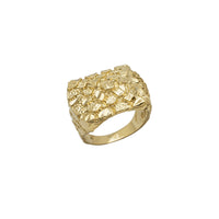 Square Borderless Textured Nugget Men's Ring (14K)