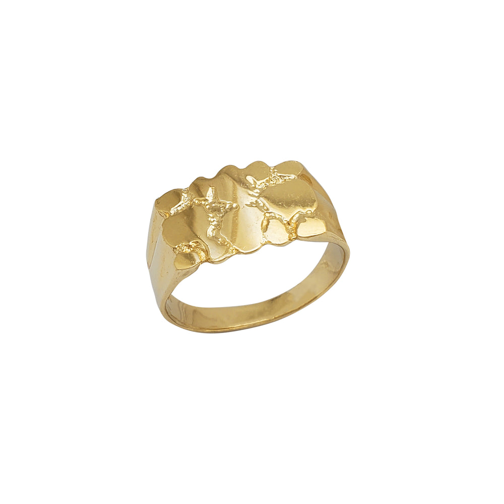 Flat Borderless Textured Nugget Ring (14K)